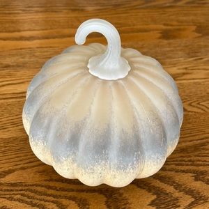 Glass Cream & Gray Pumpkin 7”